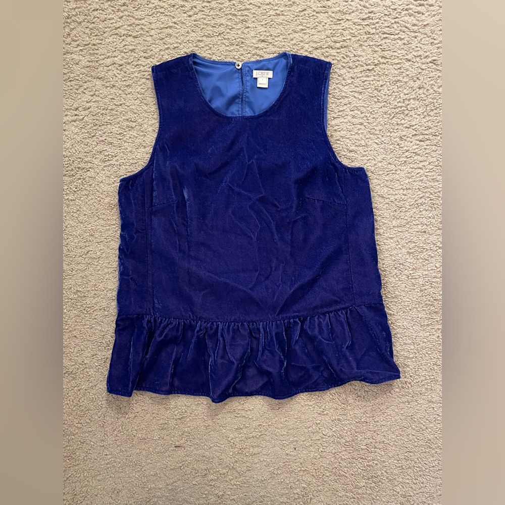 J Crew ruffle hem velvet shell